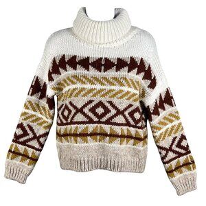 Anthropologie Elsamanda Womens S Sweater Alpaca Blend Southwestern Turtleneck